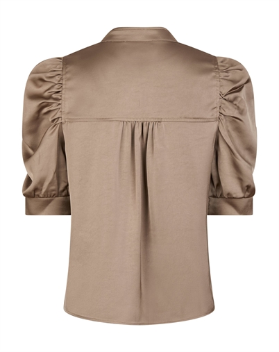 Neo Noir - Roella Heavy Sateen Bluse - Dark Taupe 